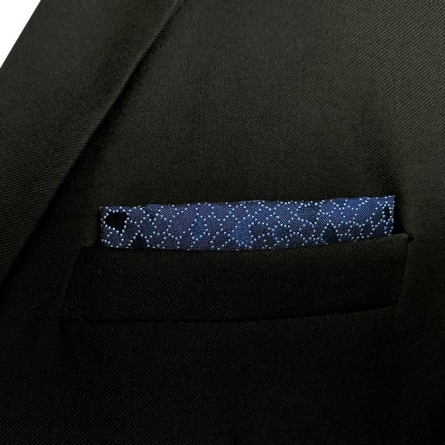 Shlax & Wing HH25 Navy Blue Geometric Silk Mens Pocket Square Wedding Fashion Handkerchief Novelty Dress Hanky