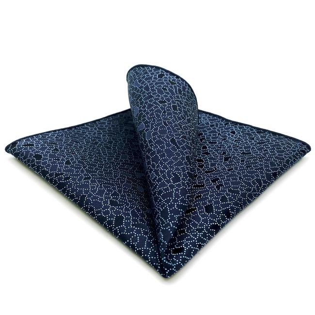shlax & wing HH25 Navy Blue Geometric Silk Mens Pocket Square Wedding Fashion Handkerchief Novelty Dress Hanky