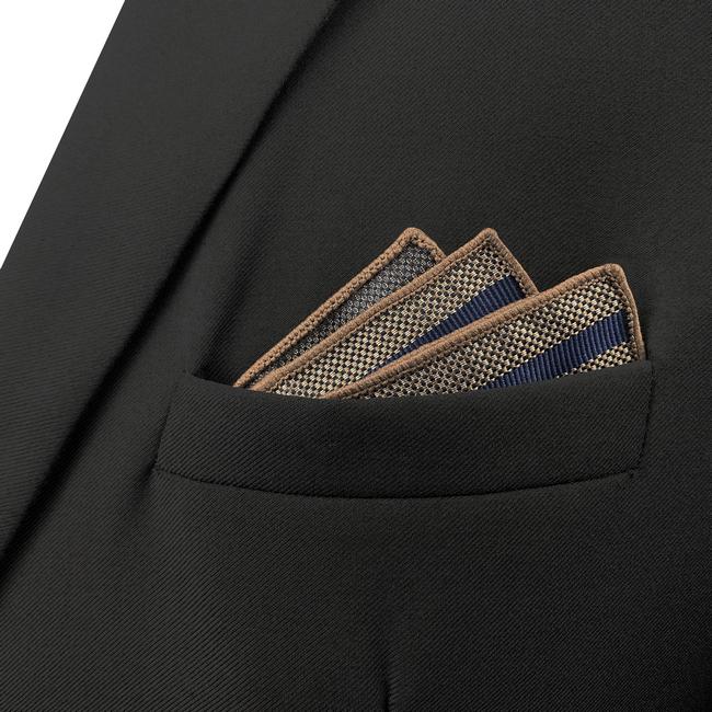 Shlax & Wing HH27 Brown Striped Silk Mens Pocket Square Wedding Dress Handkerchief Brand New Classic Hanky