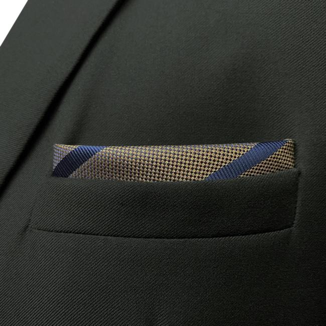 Shlax & Wing HH27 Brown Striped Silk Mens Pocket Square Wedding Dress Handkerchief Brand New Classic Hanky