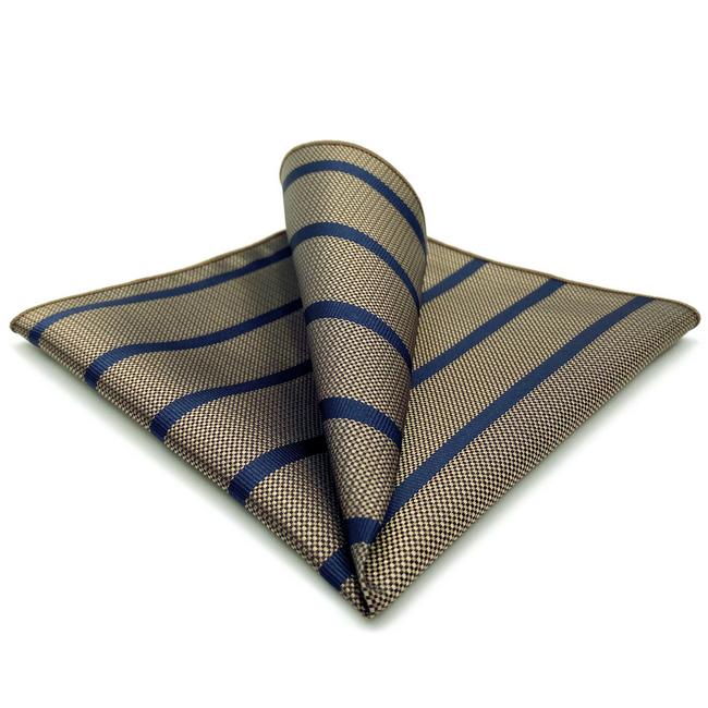 shlax & wing HH27 Brown Striped Silk Mens Pocket Square Wedding Dress Handkerchief Brand New Classic Hanky