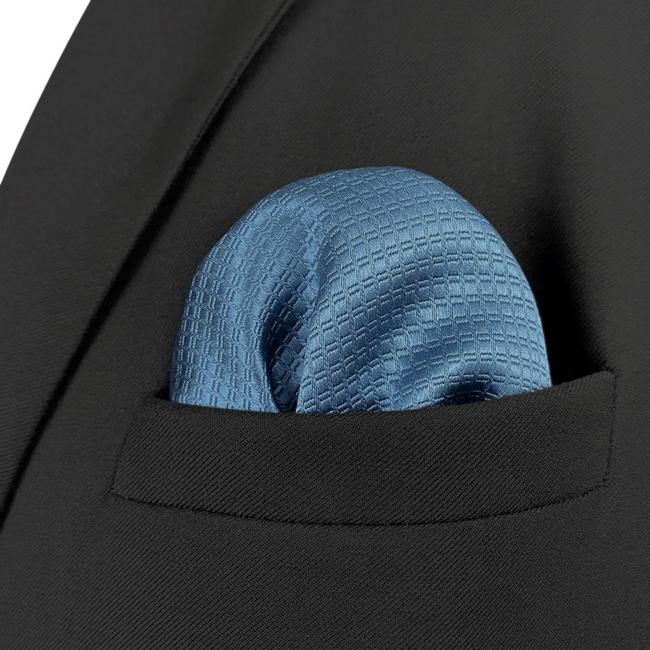 Shlax & Wing HH28 Blue Solid Silk Mens Pocket Square Dress Classic Handkerchief Fashion Groom Hanky