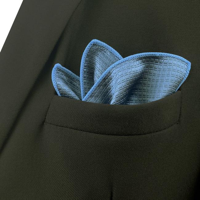 Shlax & Wing HH28 Blue Solid Silk Mens Pocket Square Dress Classic Handkerchief Fashion Groom Hanky