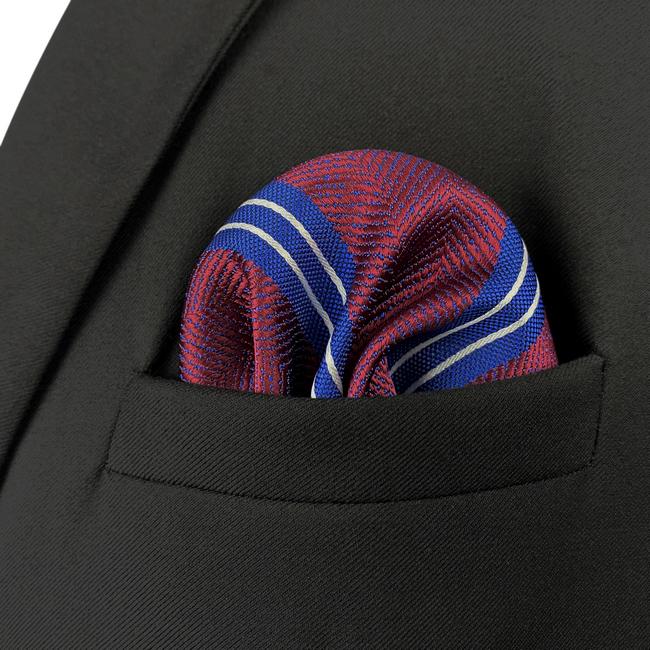 Shlax & Wing HH29 Multicolor Red Striped Silk Mens Pocket Square Fashion Wedding Handkerchief Dress Novelty Hanky