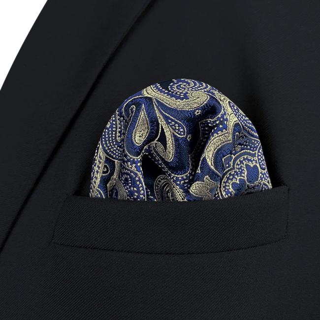 Shlax & Wing HH3 Blue Geometric Silk Mens Pocket Square Classic Wedding Handkerchief Fashion Novelty Hanky