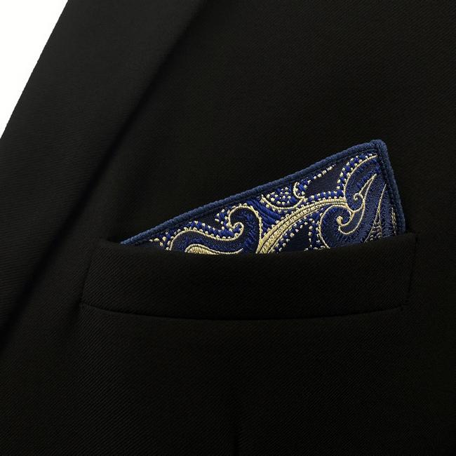 Shlax & Wing HH3 Blue Geometric Silk Mens Pocket Square Classic Wedding Handkerchief Fashion Novelty Hanky