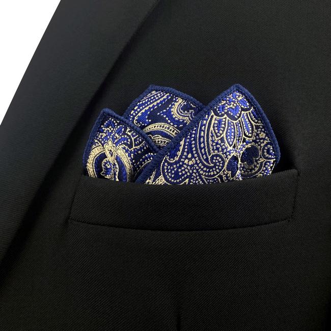 Shlax & Wing HH3 Blue Geometric Silk Mens Pocket Square Classic Wedding Handkerchief Fashion Novelty Hanky