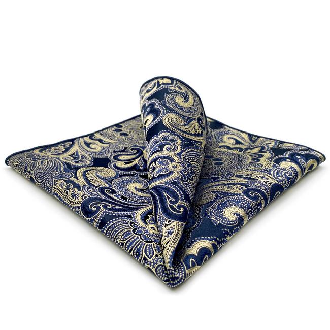 shlax & wing HH3 Blue Geometric Silk Mens Pocket Square Classic Wedding Handkerchief Fashion Novelty Hanky