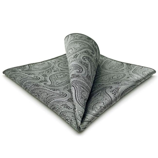 shlax & wing HH30 Grey Paisley Silk Mens Pocket Square Brand New Fashion Handkerchief Classic Accessory Hanky