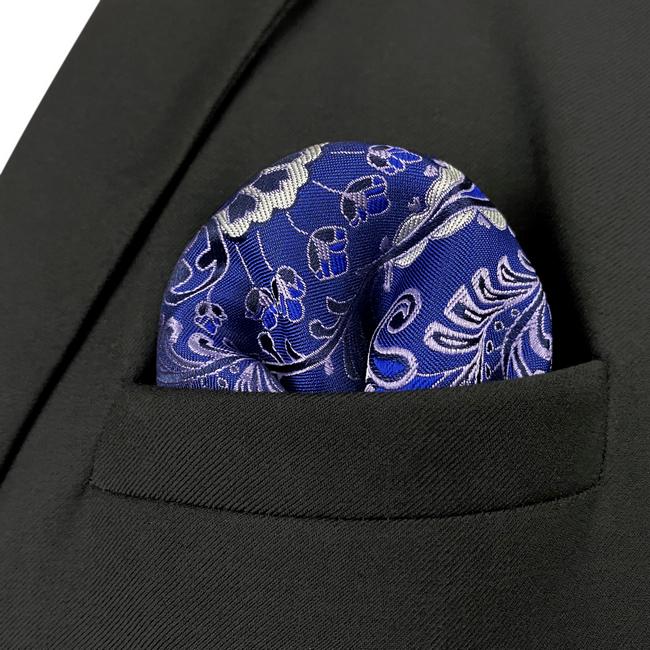 Shlax & Wing HH34 Blue Paisley Silk Mens Pocket Square Wedding Fashion Handkerchief Classic Brand New Hanky