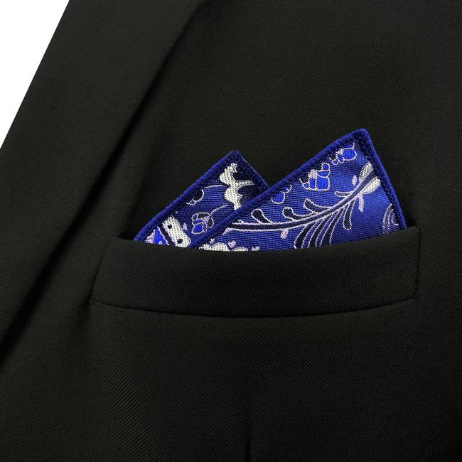Shlax & Wing HH34 Blue Paisley Silk Mens Pocket Square Wedding Fashion Handkerchief Classic Brand New Hanky