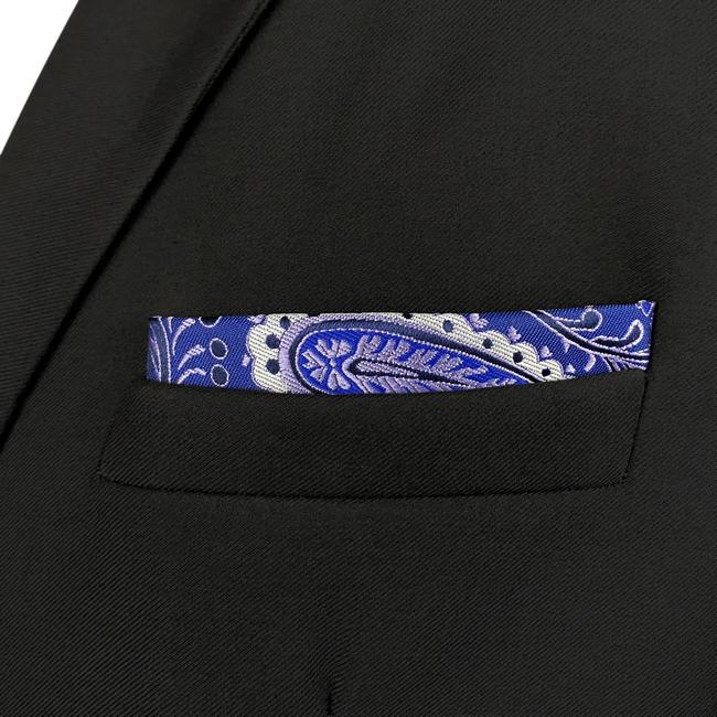 Shlax & Wing HH34 Blue Paisley Silk Mens Pocket Square Wedding Fashion Handkerchief Classic Brand New Hanky
