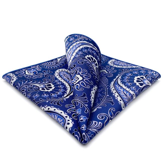 shlax & wing HH34 Blue Paisley Silk Mens Pocket Square Wedding Fashion Handkerchief Classic Brand New Hanky