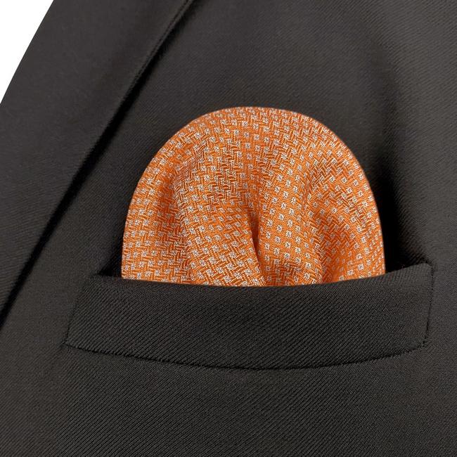 Shlax & Wing HH6 Orange Polka Dots Silk Mens Pocket Square Groom Accessory Fashion
