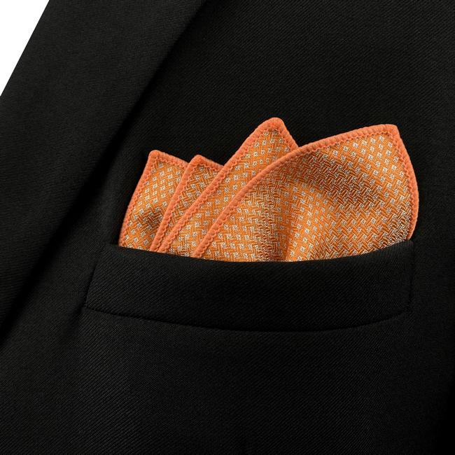 Shlax & Wing HH6 Orange Polka Dots Silk Mens Pocket Square Groom Accessory Fashion