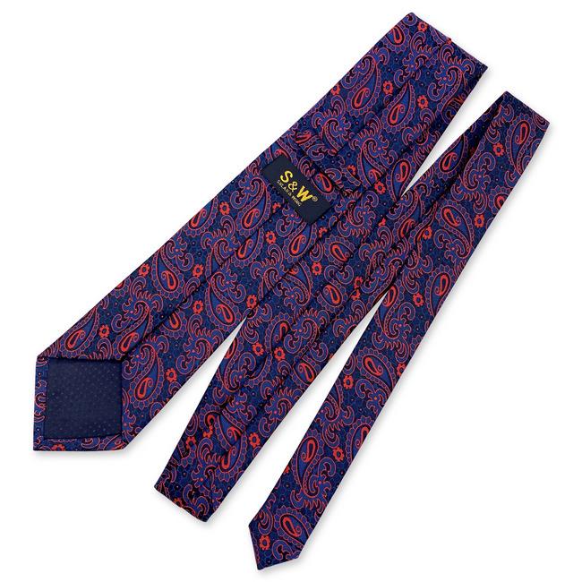 Shlax & Wing J15 Mens Neckties Navy Blue Red Paisley Wedding Party Fashion 63″ Ties For Male Classic Novelty