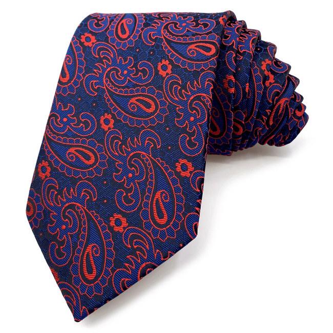 shlax & wing J15 Mens Neckties Navy Blue Red Paisley Wedding Party Fashion 63″ Ties for Male Classic Novelty