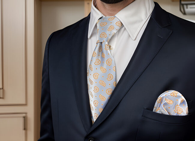 Shlax & Wing J26 Light Gray Orange Paisley Mens Neckties Classic Business Fashion Wedding Hanky Set