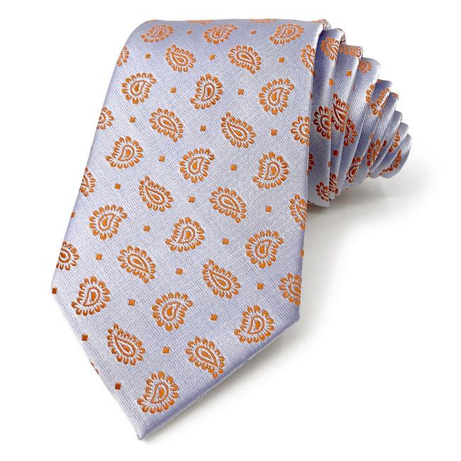shlax & wing J26 Light Gray Orange Paisley Mens Neckties Classic Business Fashion Wedding Hanky Set