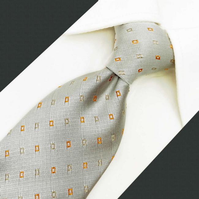Shlax & Wing J4 Mens Neckties Geometric Gray Orange Fashion Wedding Dress Acceossories