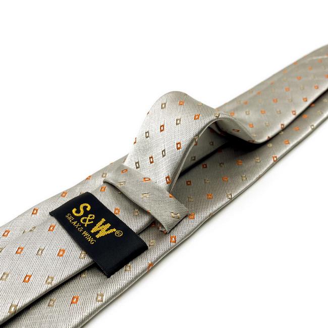 Shlax & Wing J4 Mens Neckties Geometric Gray Orange Fashion Wedding Dress Acceossories