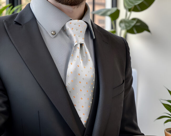 shlax & wing J4 Mens Neckties Geometric Gray Orange Fashion Wedding Dress Acceossories