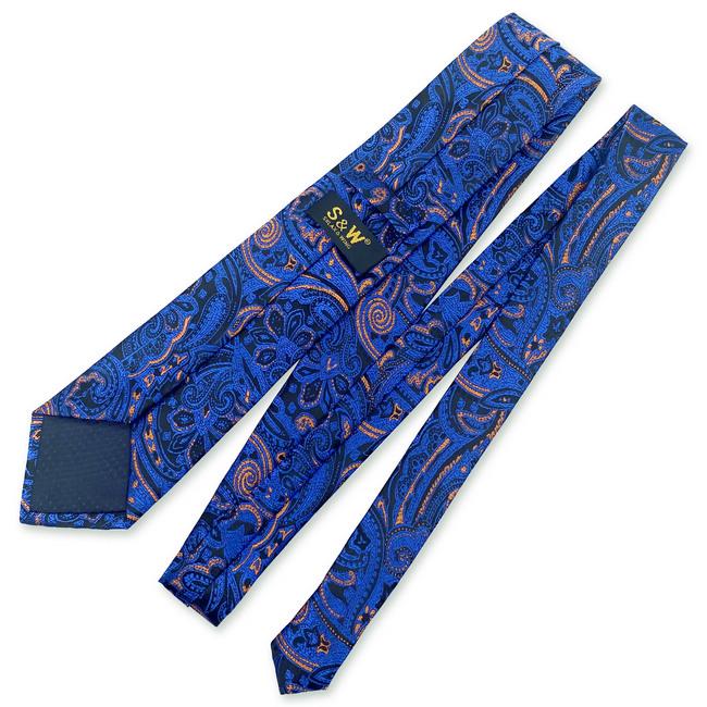 Shlax & Wing J9 Blue Paisley Mens Neckties Wedding Fashion Extra Long Size Party Business Classic Ties For Male Hanky Set Cufflinks