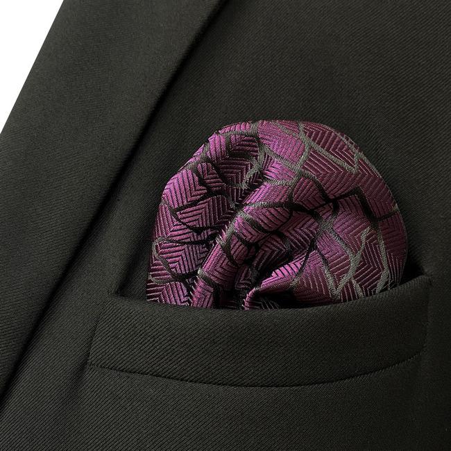 Shlax & Wing JH11 Purple Geometric Mens Pocket Square Wedding Fashion Handkerchief Accessories Gift Hanky Party
