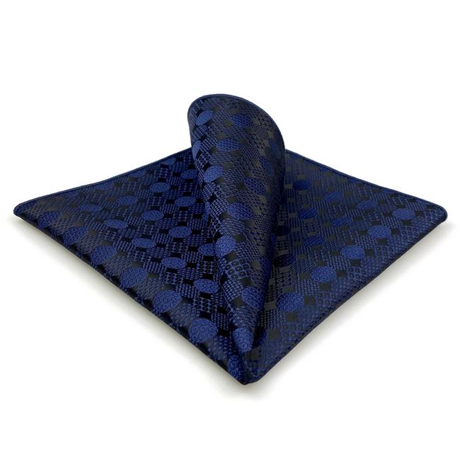 shlax & wing JH14 Navy Blue Pattern Mens Pocket Square Novelty Business Hanky Groom Party Handkerchief Accessories