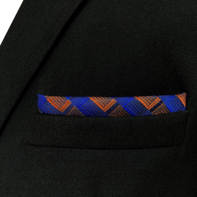 Shlax & Wing JH17 Blue Orange Striped Mens Pocket Square Fashion Classic Hanky Novelty Handkerchief Gift