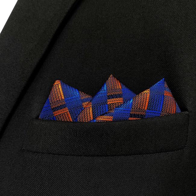 Shlax & Wing JH17 Blue Orange Striped Mens Pocket Square Fashion Classic Hanky Novelty Handkerchief Gift