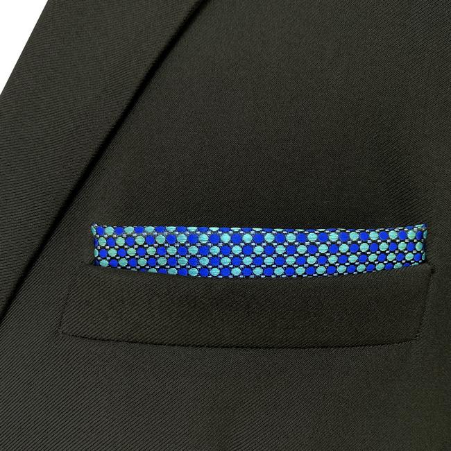 Shlax & Wing JH18 Blue Aqua Polka Dots Mens Pocket Square Fashion Party Hanky Classic Handkerchief Gift