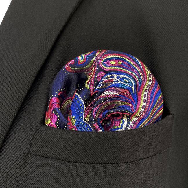 Shlax & Wing JH2 Multicolor Geometric Mens Pocket Square Wedding Fashion Handkerchief Party Classic Hanky Accessories