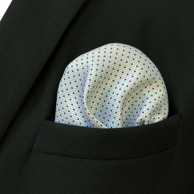 Shlax & Wing JH21 White Polka Dots Mens Pocket Square Classic Fashion Party Business