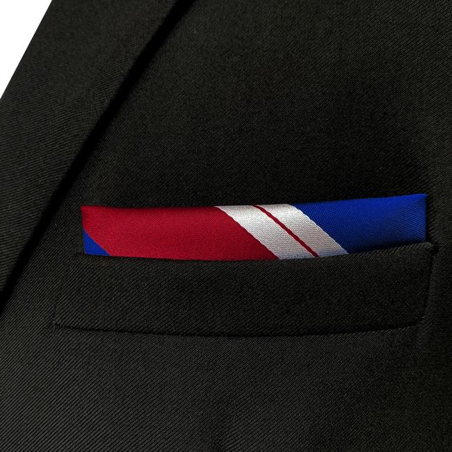 Shlax & Wing JH29 Blue Red White Striped Mens Pocket Square Wedding Fashion Handkerchief Party Gift Hanky Unique Dress