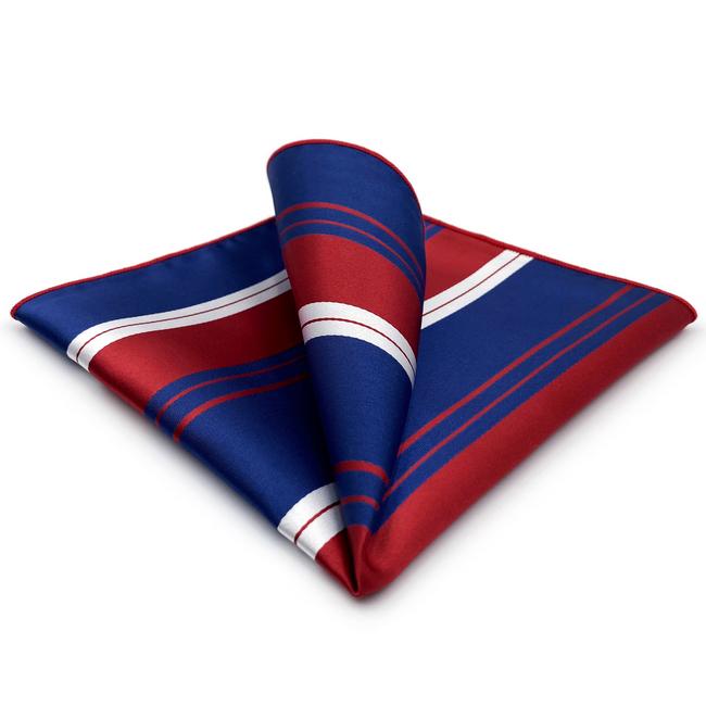 shlax & wing JH29 Blue Red White Striped Mens Pocket Square Wedding Fashion Handkerchief Party Gift Hanky Unique Dress