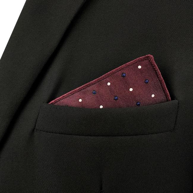 Shlax & Wing JH6 Burgundy Maroon Polka Dots Mens Pocket Square Business Classic Handkerchief Fashion Wedding Hanky Gift