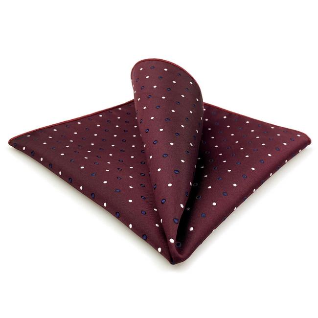 shlax & wing JH6 Burgundy Maroon Polka Dots Mens Pocket Square Business Classic Handkerchief Fashion Wedding Hanky Gift