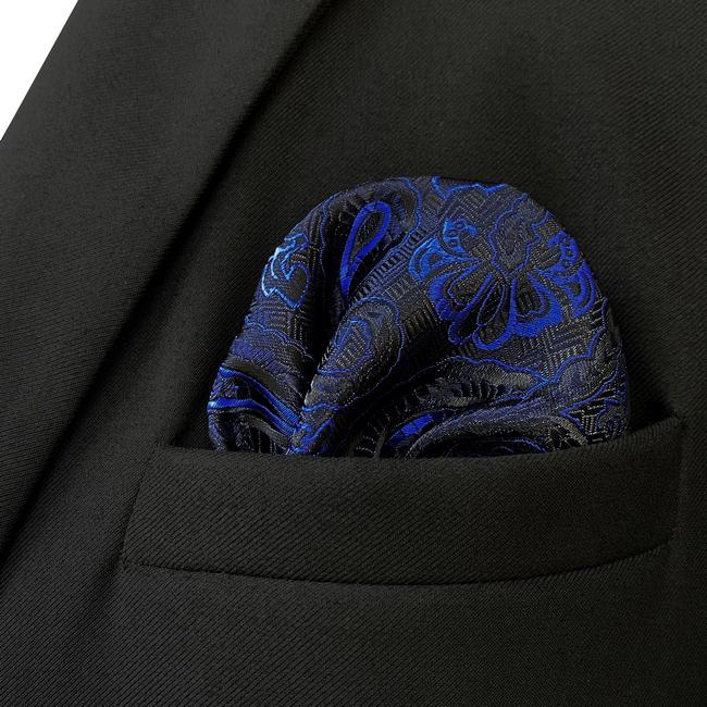 Shlax & Wing JH7 Blue Mens Pocket Square Paisley Fashion Wedding Handkerchief Classic Acceossories Hanky Gift