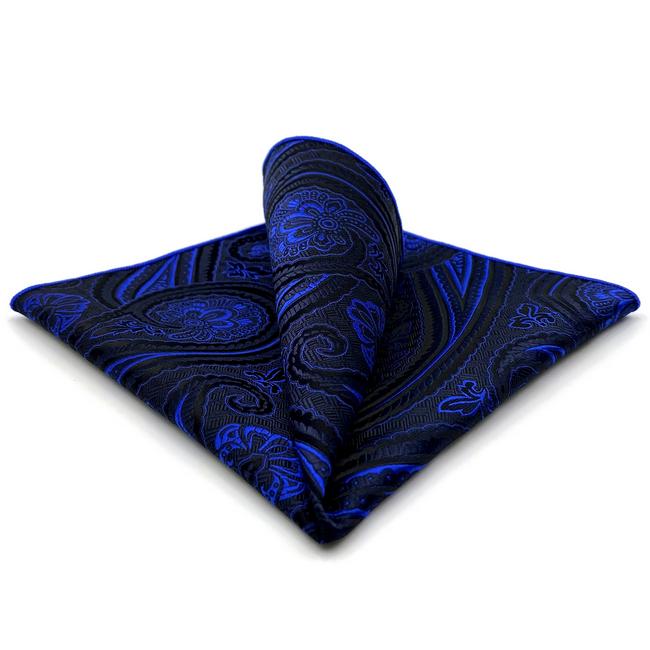shlax & wing JH7 Blue Mens Pocket Square Paisley Fashion Wedding Handkerchief Classic Acceossories Hanky Gift