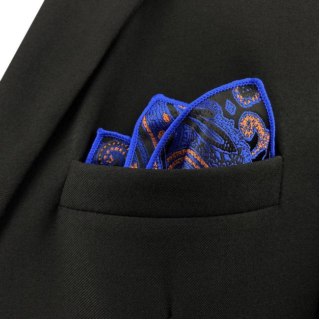 Shlax & Wing JH9 Blue Paisley Mens Pocket Square Wedding Fashion Handkerchief Party Business Classic Hanky Accessories