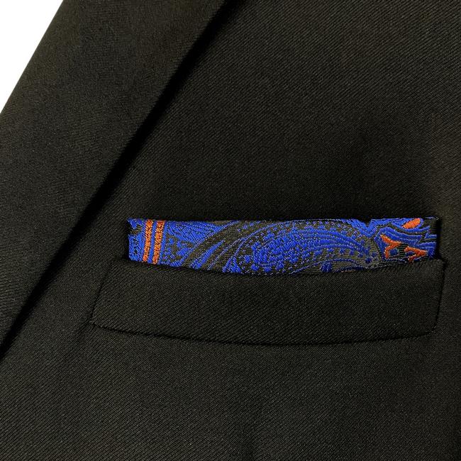 Shlax & Wing JH9 Blue Paisley Mens Pocket Square Wedding Fashion Handkerchief Party Business Classic Hanky Accessories