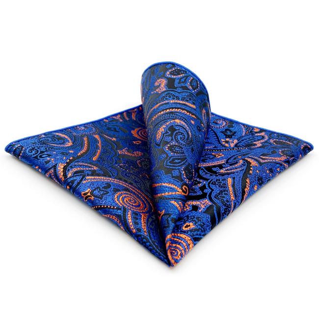 shlax & wing JH9 Blue Paisley Mens Pocket Square Wedding Fashion Handkerchief Party Business Classic Hanky Accessories