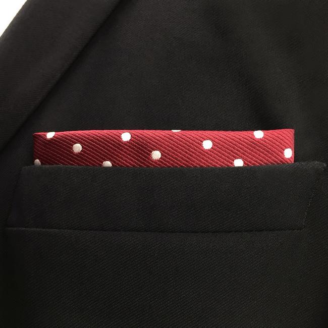 Shlax & Wing KH15 Dots Dotty Maroon Red White Pocket Square Mens Neckties Jacquard Woven Hanky
