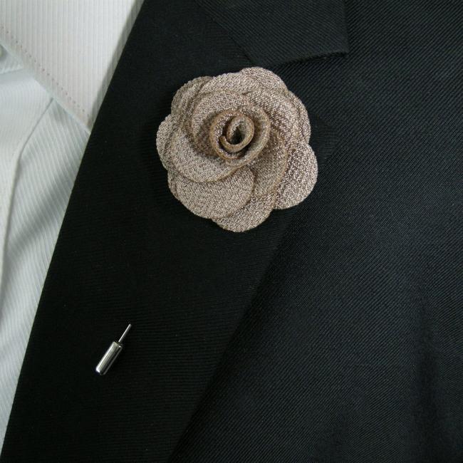 shlax & wing Khaki Cotton Blend Lapel Flowers Boutonniere Stick Pin Men’s Accessories Handmade Necktie