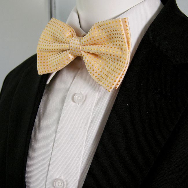 shlax & wing Light Orange Dots Mens Pre-tied Ajustable SilkBlend Wedding Dress Fashion SilkBlend Bow Tie