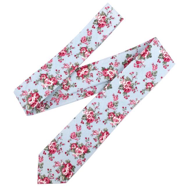 Shlax & Wing Men’s Neckties Handmade Cotton 6cm Skinny Blue Floral Gift Wedding Party Casual Gravatas