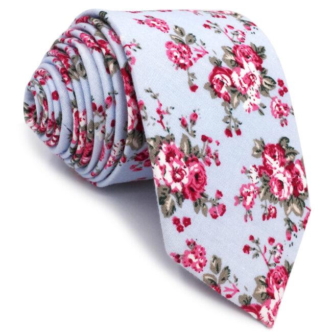 shlax & wing Men’s Neckties Handmade Cotton 6cm Skinny Blue Floral Gift Wedding Party Casual Gravatas