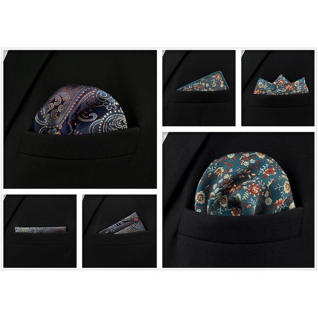 Shlax & Wing Mens Pocket Square Set 5 Pieces Assorted Classic Handkerchiefs 1-74