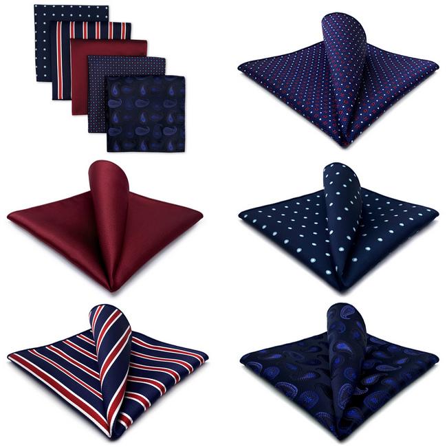 Shlax & Wing Mens Pocket Square Set 5 Pieces Assorted Classic Handkerchiefs 2-48